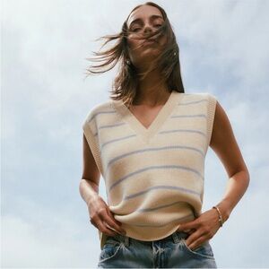 Reformation Janey Cotton Sweater Vest in Pablo Stripe Size S